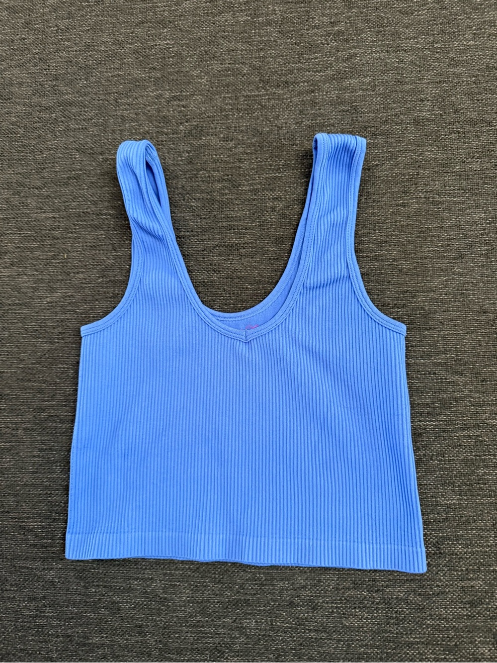 Suzette Collection Betty Ribbed Scoop Tank - Bright Blue size Small